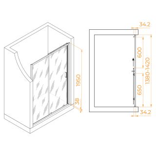 Душевая дверь RGW PA-14Gr 41081414-110 140см серый